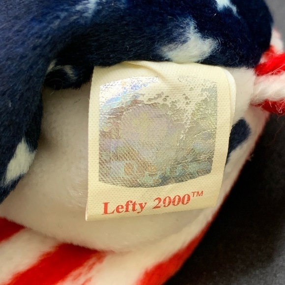 Lefty Political Donkey Beanie Baby 2000 USA Stars Stripes Red White Blue - Picture 6 of 7